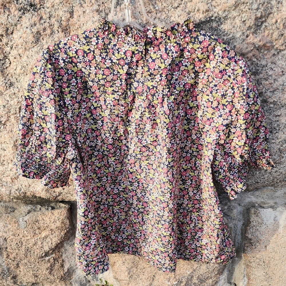 NWT J. Crew Smocked Puff-Sleeve Poplin Cotton Top In Meadow Floral XL - Picture 6 of 16